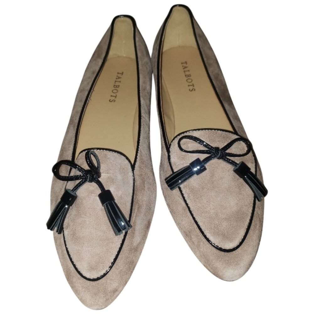 Sh104 Talbots Tan & Black Driving Loafers 9.5